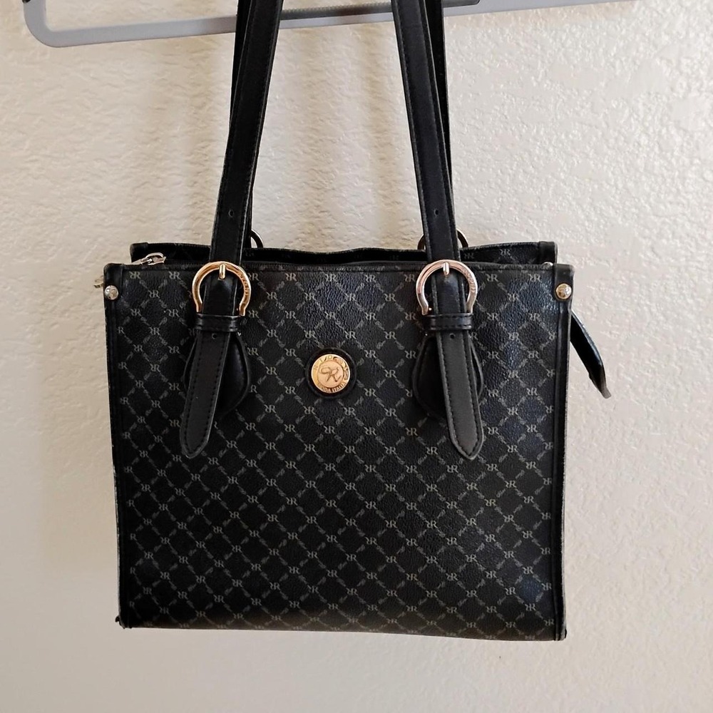 Rioni Signature Black Monogram Shoulder Bag Preppy Clean Vintage 90s Y2K